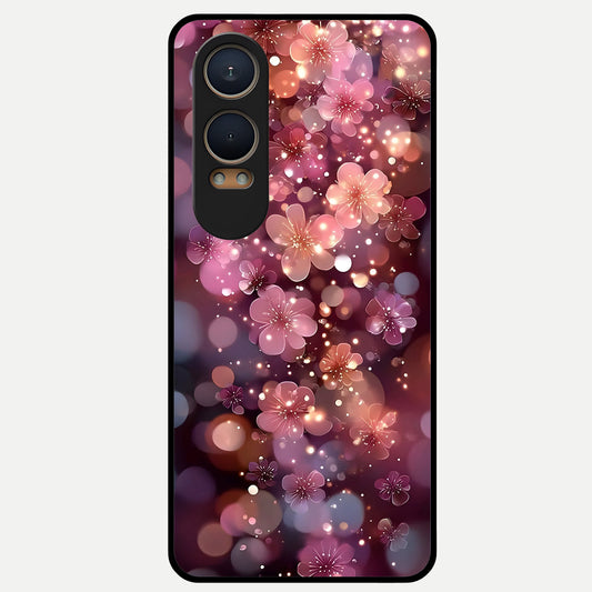  Glowing Petal Bliss Glass Case For Oneplus Nord CE4 Lite back cover – full design glossy printed glass finish