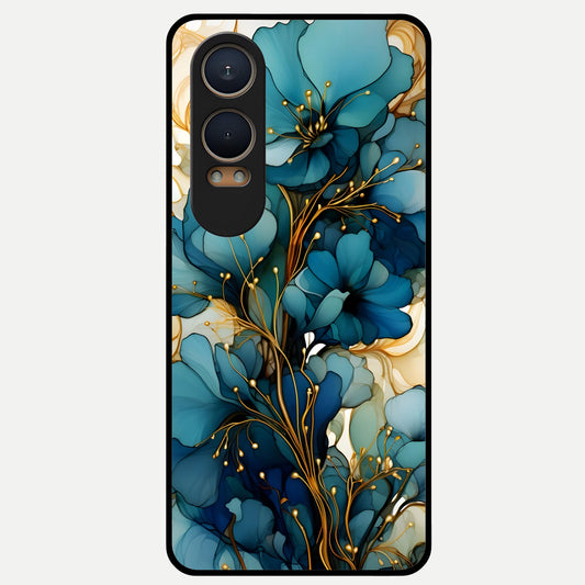  Golden Bloom Symphony Glass Case For Oneplus Nord CE4 Lite back cover – full design glossy printed glass finish