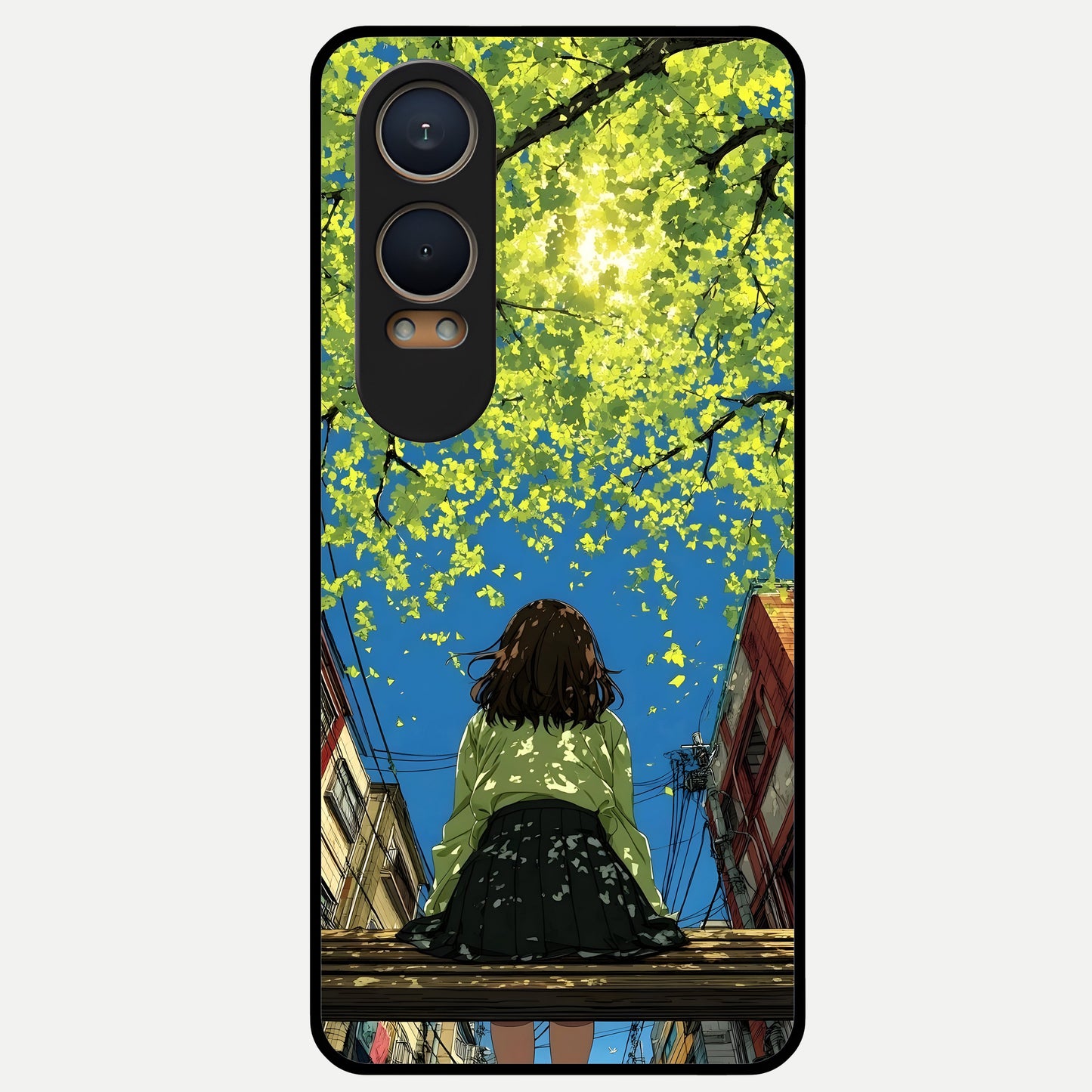  Golden Leaves Glow Glass Case For Oneplus Nord CE4 Lite back cover – full design glossy printed glass finish