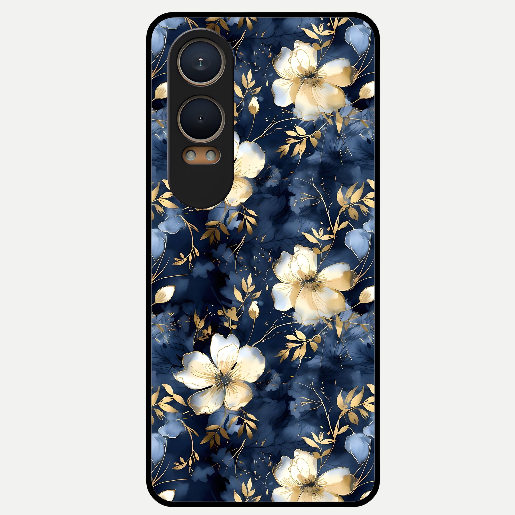  Golden Midnight Bloom Glass Case For Oneplus Nord CE4 Lite back cover – full design glossy printed glass finish