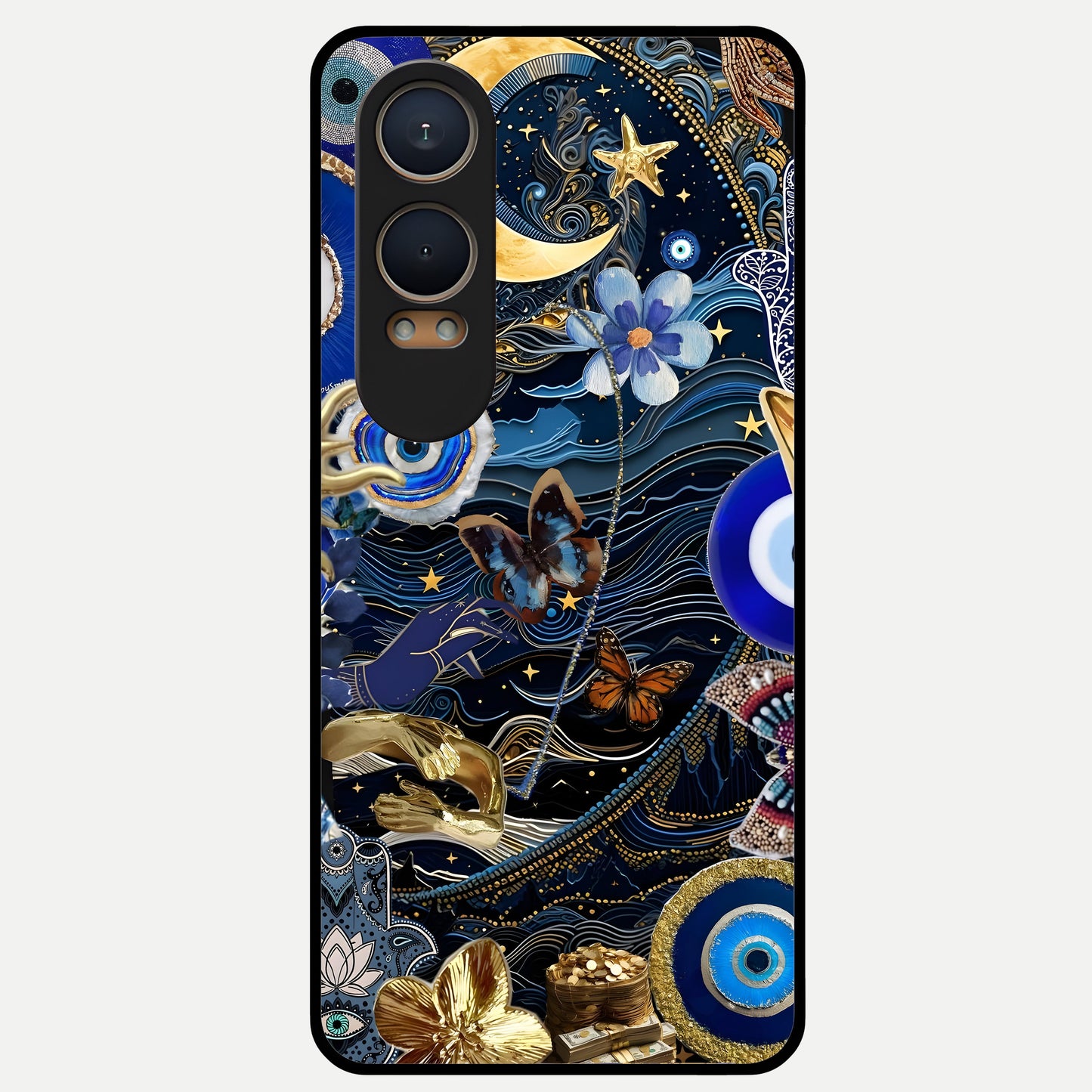  Golden Moon Magic Glass Case For Oneplus Nord CE4 Lite back cover – full design glossy printed glass finish