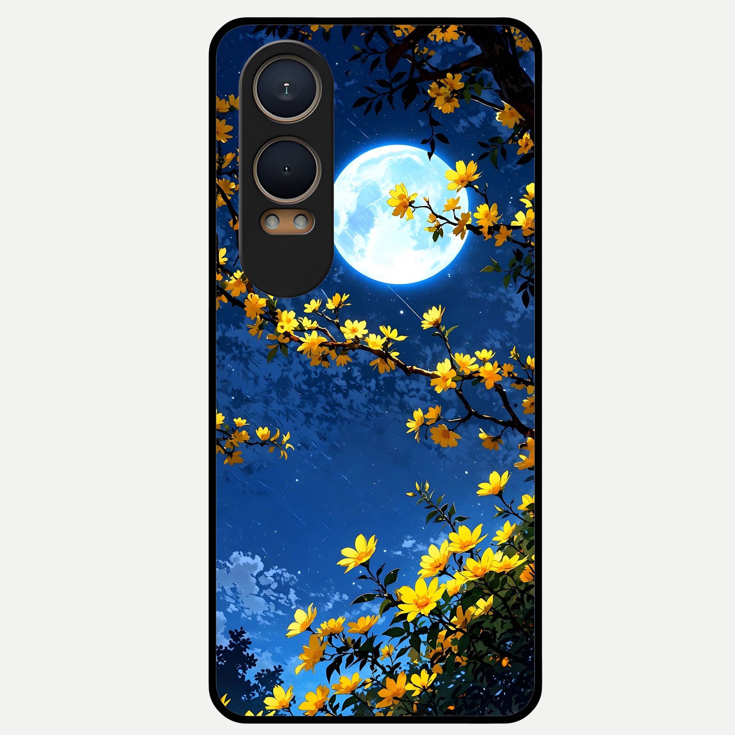  Golden Night Glow Glass Case For Oneplus Nord CE4 Lite back cover – full design glossy printed glass finish