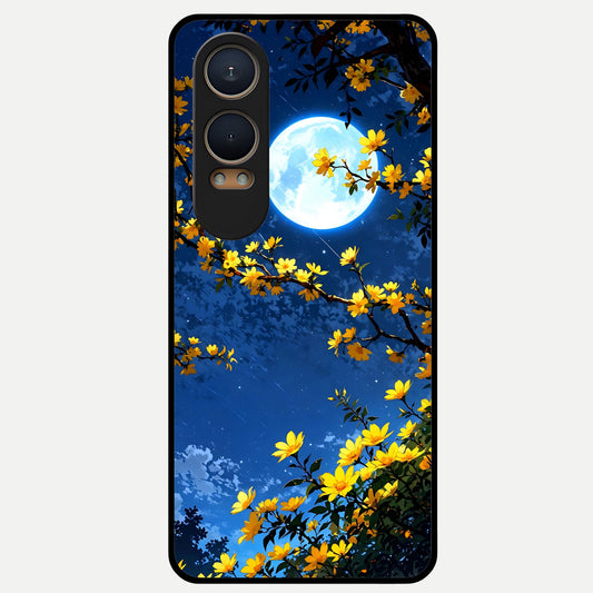  Golden Night Glow Glass Case For Oneplus Nord CE4 Lite back cover – full design glossy printed glass finish