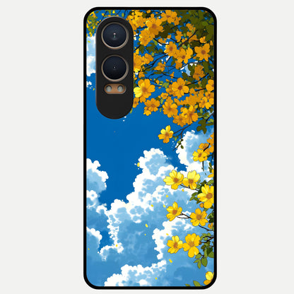 Golden Petal Sky Glass Case For Oneplus Nord CE4 Lite back cover – full design glossy printed glass finish
