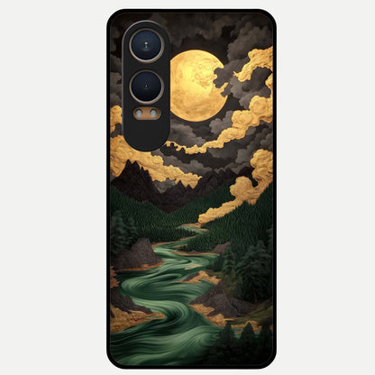  Golden River Moon Glass Case For Oneplus Nord CE4 Lite back cover – full design glossy printed glass finish