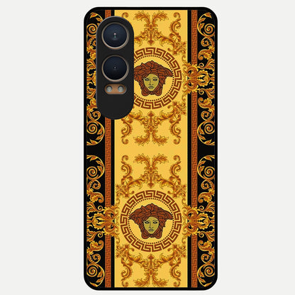  Golden Royal Heritage Glass Case For Oneplus Nord CE4 Lite back cover – full design glossy printed glass finish