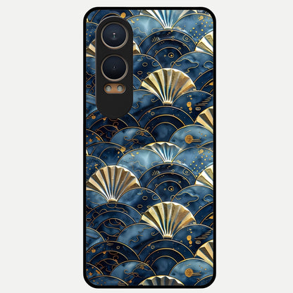  Golden Wave Luxe Glass Case For Oneplus Nord CE4 Lite back cover – full design glossy printed glass finish