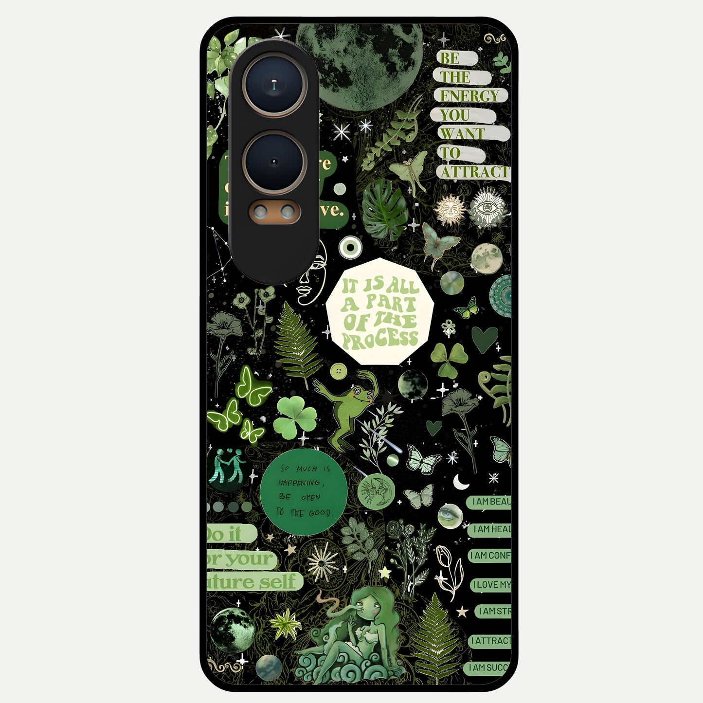  Green Mandala Pattern Glass Case For Oneplus Nord CE4 Lite back cover – full design glossy printed glass finish