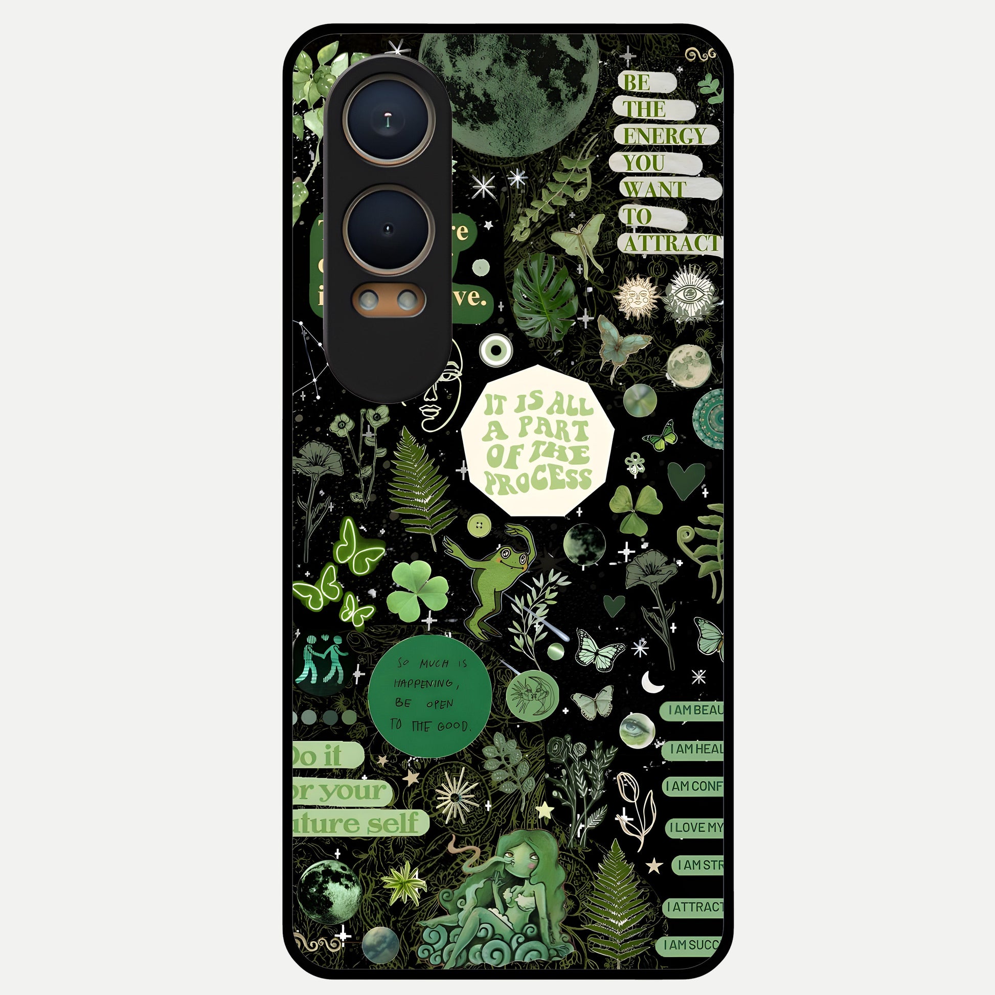  Green Mandala Pattern Glass Case For Oneplus Nord CE4 Lite back cover – full design glossy printed glass finish