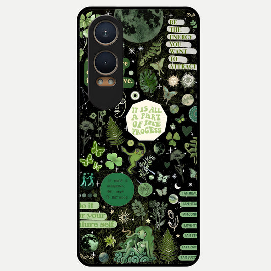  Green Mandala Pattern Glass Case For Oneplus Nord CE4 Lite back cover – full design glossy printed glass finish
