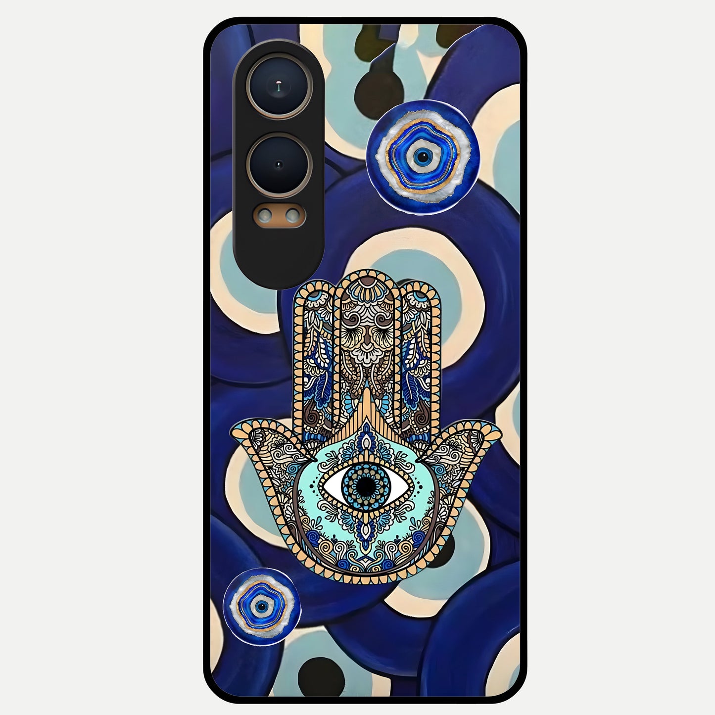  Hamsa Divine Guard Glass Case For Oneplus Nord CE4 Lite back cover – full design glossy printed glass finish