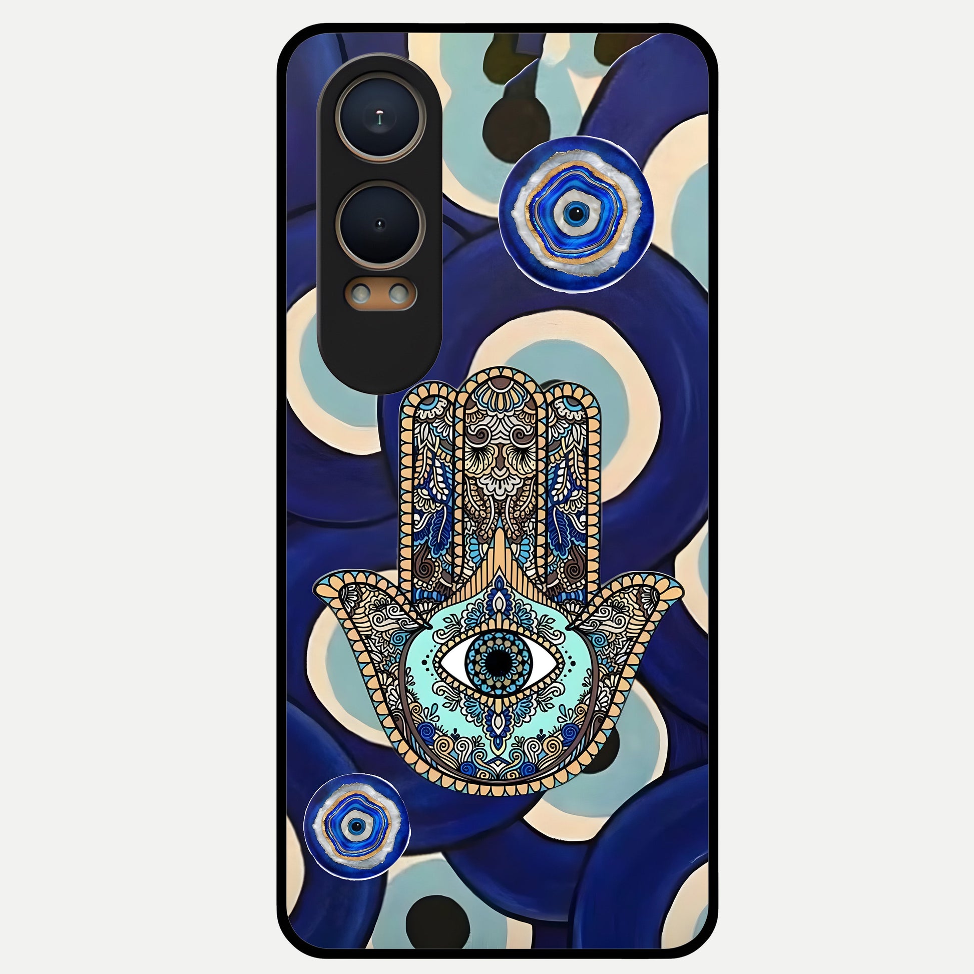  Hamsa Divine Guard Glass Case For Oneplus Nord CE4 Lite back cover – full design glossy printed glass finish