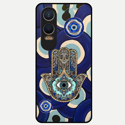  Hamsa Divine Guard Glass Case For Oneplus Nord CE4 Lite back cover – full design glossy printed glass finish