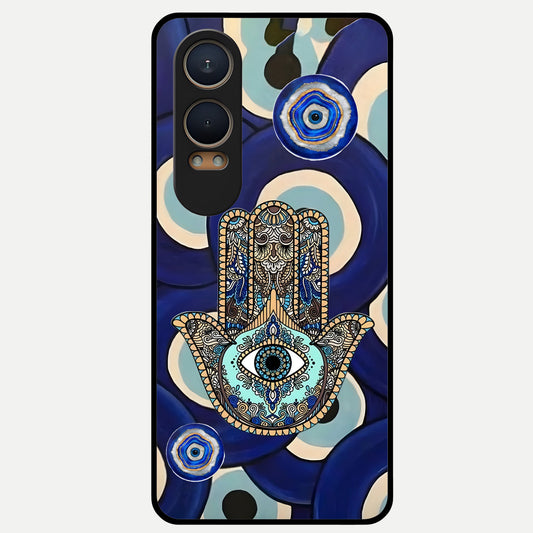  Hamsa Divine Guard Glass Case For Oneplus Nord CE4 Lite back cover – full design glossy printed glass finish