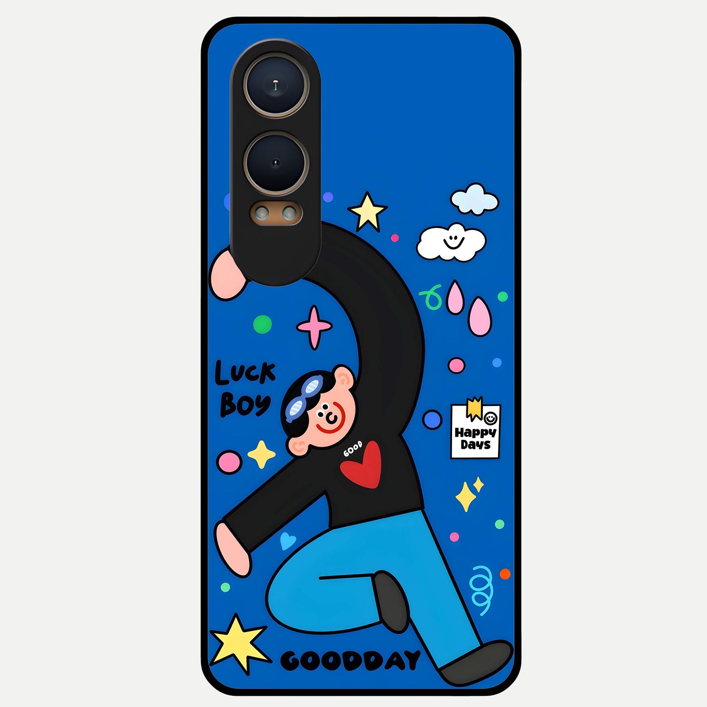  Happy Luck Vibe Glass Case For Oneplus Nord CE4 Lite back cover – full design glossy printed glass finish