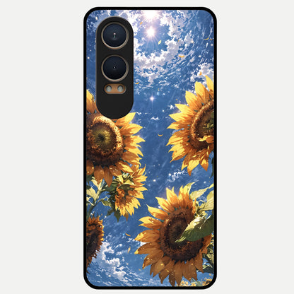  Heavenly Sunflower Rise Glass Case For Oneplus Nord CE4 Lite back cover – full design glossy printed glass finish