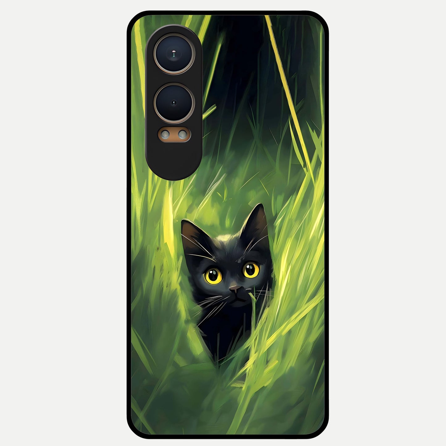  Hidden Cat Whisper Glass Case For Oneplus Nord CE4 Lite back cover – full design glossy printed glass finish
