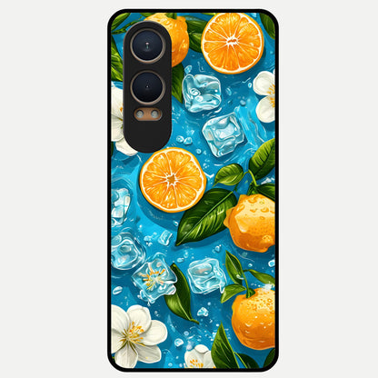  Ice Cube With Orange Glass Case For Oneplus Nord CE4 Lite back cover – full design glossy printed glass finish