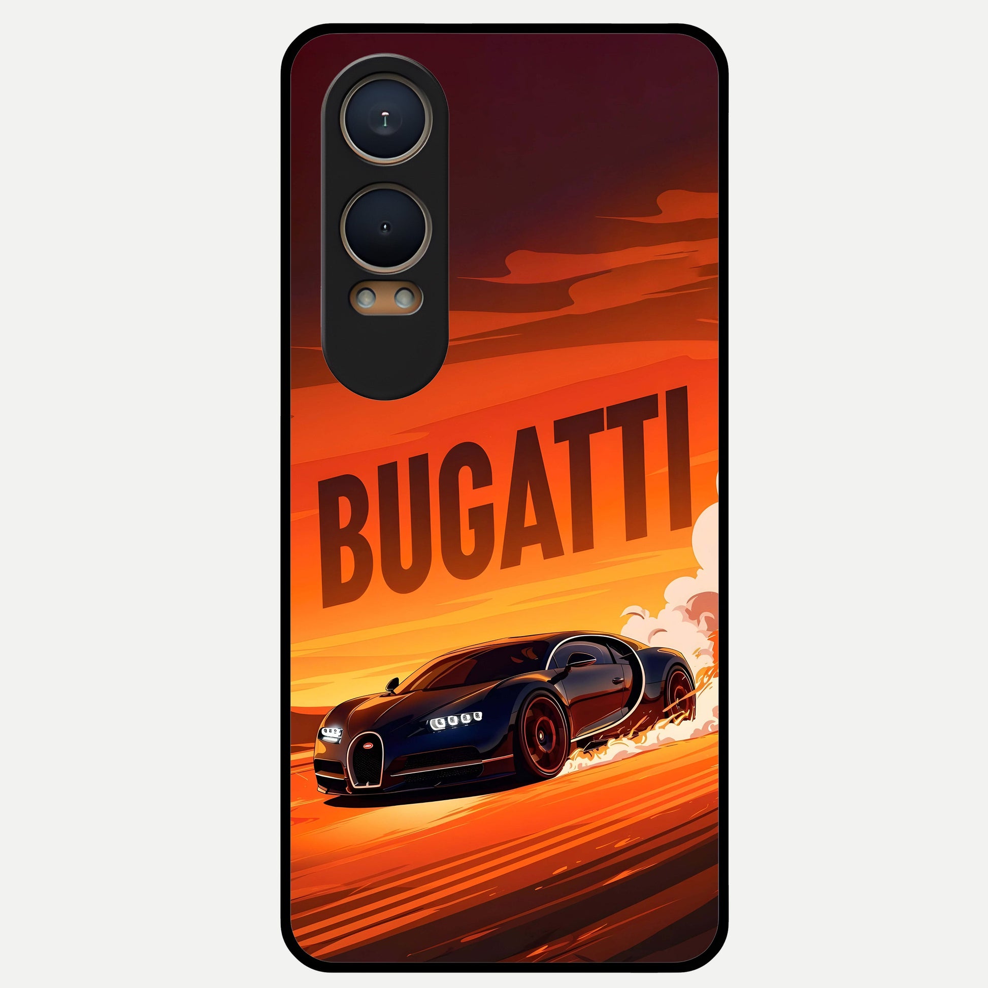  Inferno Bugatti Storm Glass Case For Oneplus Nord CE4 Lite back cover – full design glossy printed glass finish