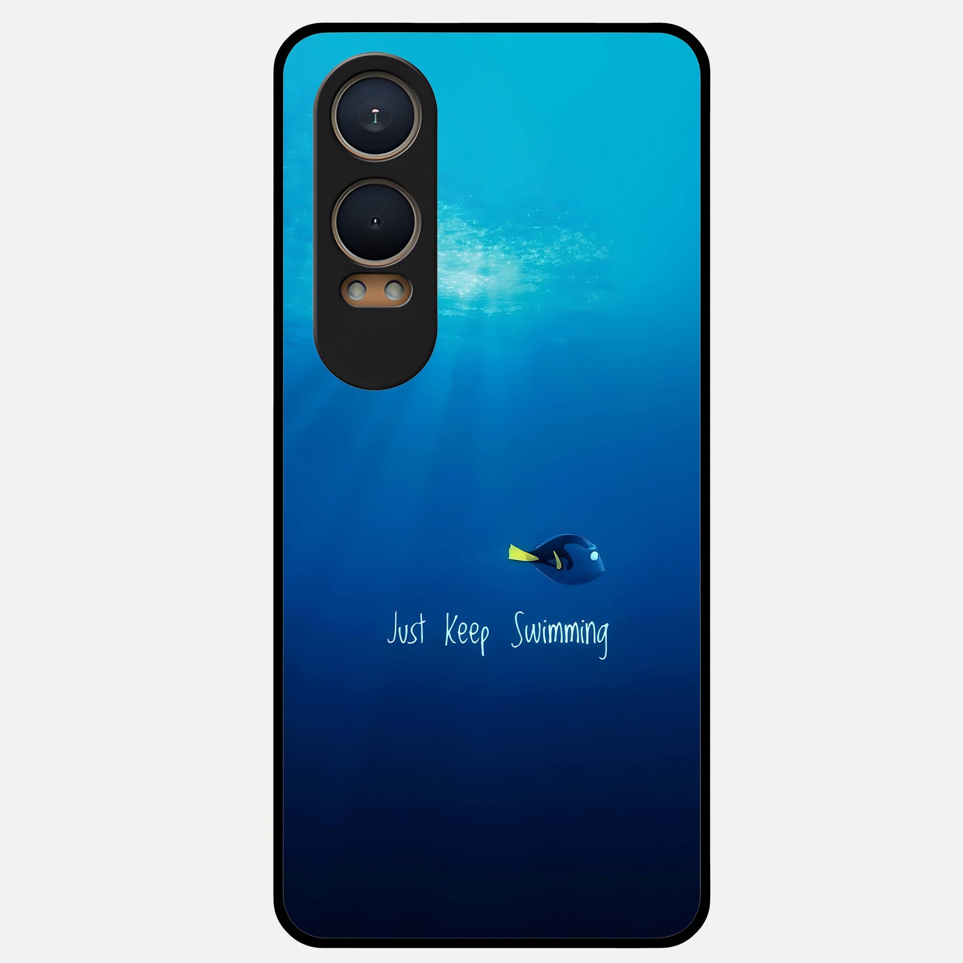  Just Keep Swimming Glass Case For Oneplus Nord CE4 Lite back cover – full design glossy printed glass finish