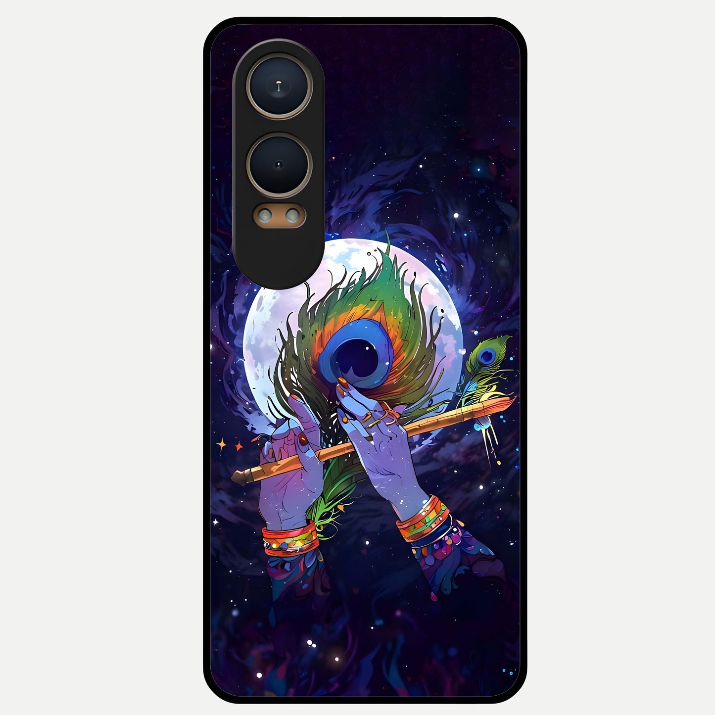  Krishna Hands Art Glass Case For Oneplus Nord CE4 Lite back cover – full design glossy printed glass finish