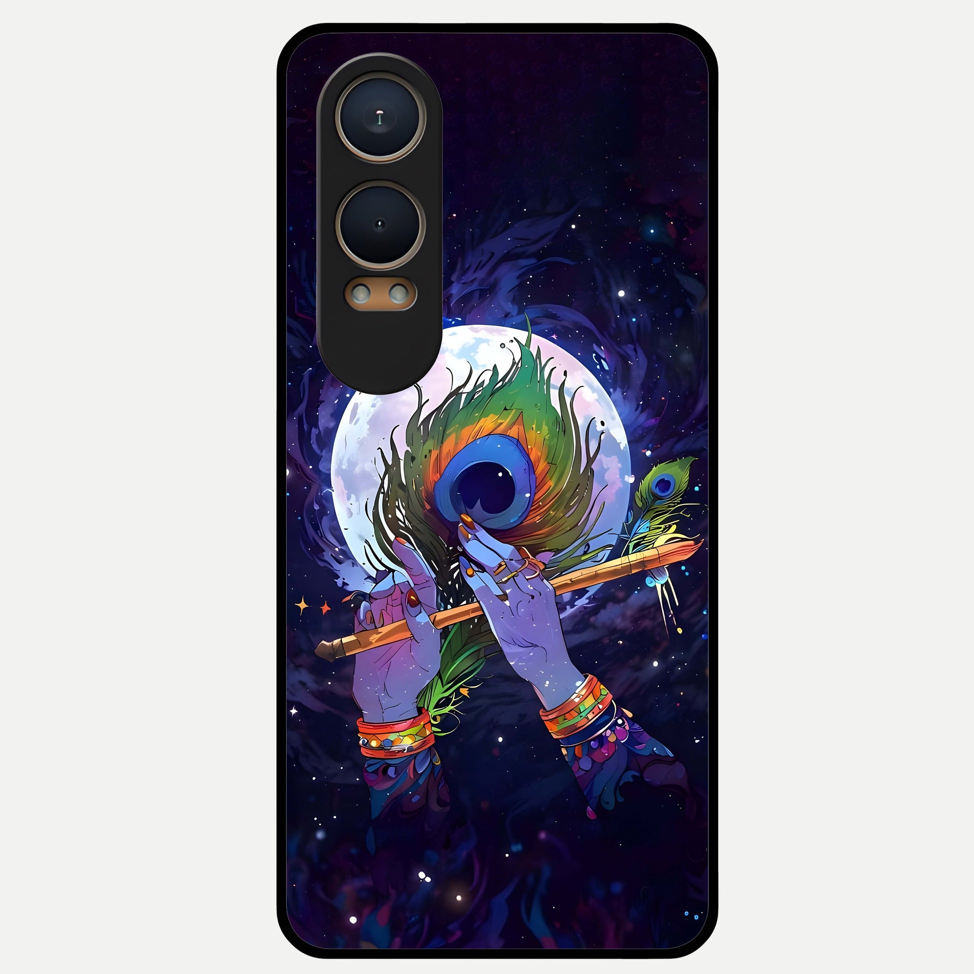  Krishna Hands Art Glass Case For Oneplus Nord CE4 Lite back cover – full design glossy printed glass finish