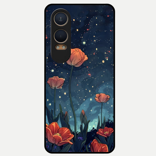  Midnight Tulip Glow Glass Case For Oneplus Nord CE4 Lite back cover – full design glossy printed glass finish