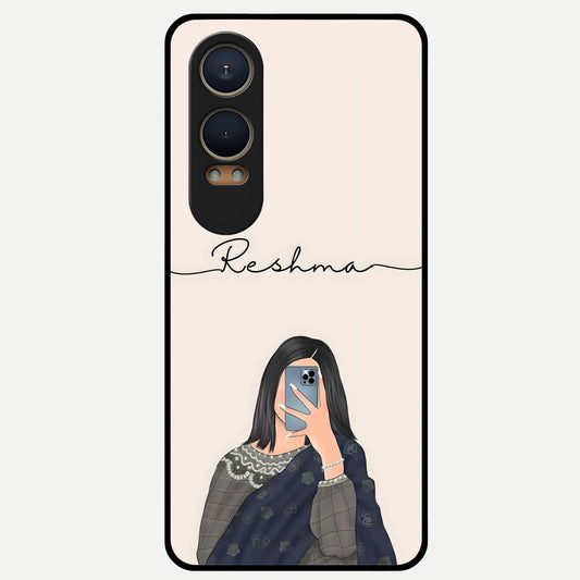  Mirror Mood Muse With Custom Name Glass Case For Oneplus Nord CE4 Lite back cover – full design glossy printed glass finish