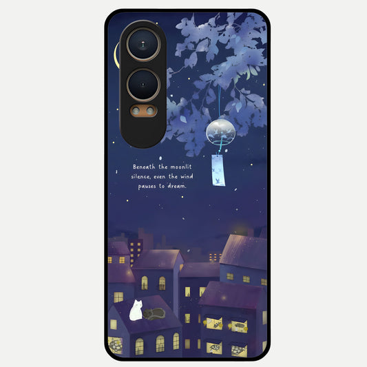  Moonlit Cat Silence Glass Case For Oneplus Nord CE4 Lite back cover – full design glossy printed glass finish