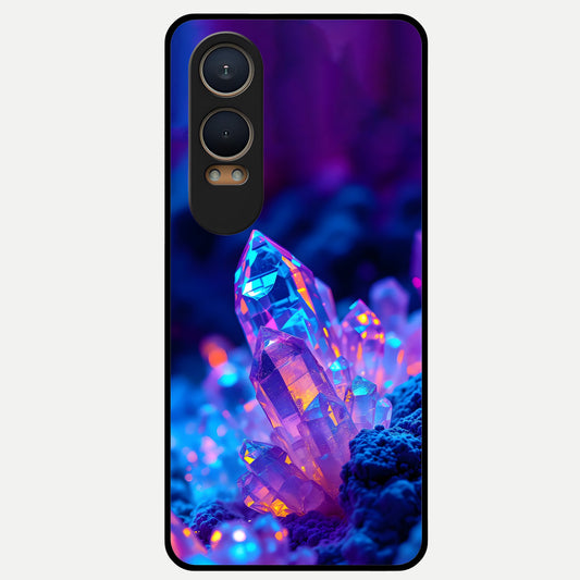  Neon Aura Shards Glass Case For Oneplus Nord CE4 Lite back cover – full design glossy printed glass finish