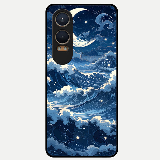  Ocean Moon Waves Glass Case For Oneplus Nord CE4 Lite back cover – full design glossy printed glass finish