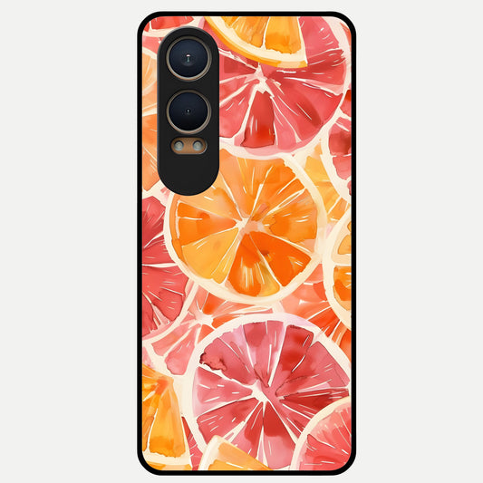  Orange Fruits Pattern Glass Case For Oneplus Nord CE4 Lite back cover – full design glossy printed glass finish