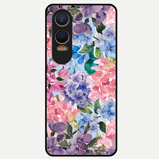  Pastel Floral Mix Glass Case For Oneplus Nord CE4 Lite back cover – full design glossy printed glass finish