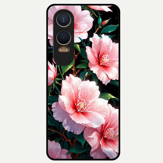  Peach Flower Glass Case For Oneplus Nord CE4 Lite back cover – full design glossy printed glass finish