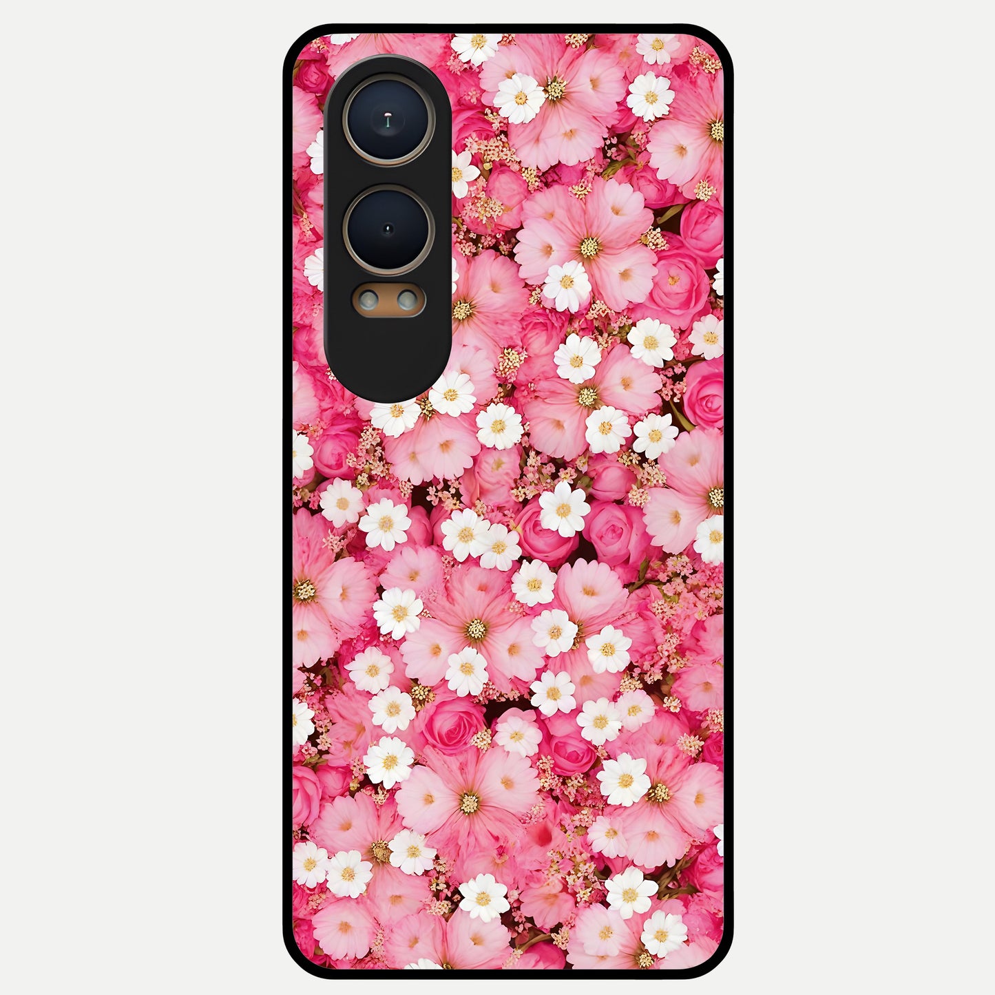  Pink Daisy Bliss Glass Case For Oneplus Nord CE4 Lite back cover – full design glossy printed glass finish