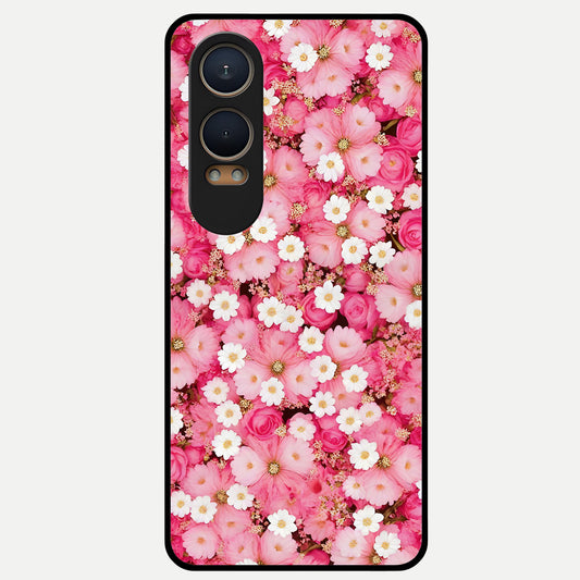  Pink Daisy Bliss Glass Case For Oneplus Nord CE4 Lite back cover – full design glossy printed glass finish