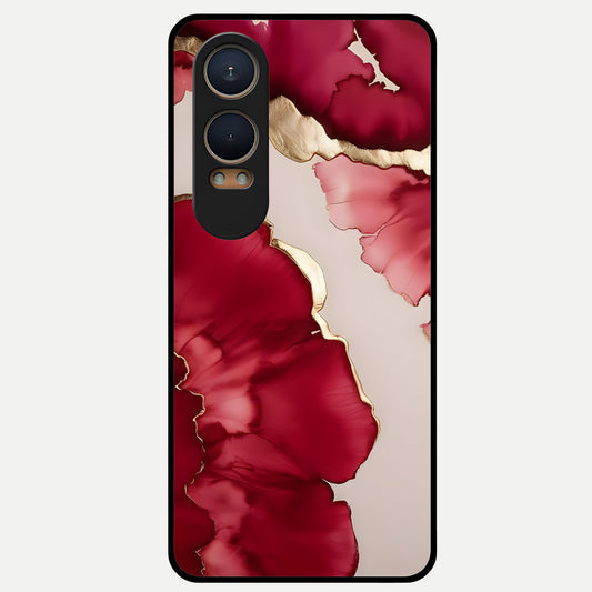  Pink And White Marble Glass Case For Oneplus Nord CE4 Lite back cover – full design glossy printed glass finish