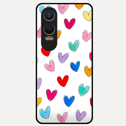  Playful Love Doodles Glass Case For Oneplus Nord CE4 Lite back cover – full design glossy printed glass finish