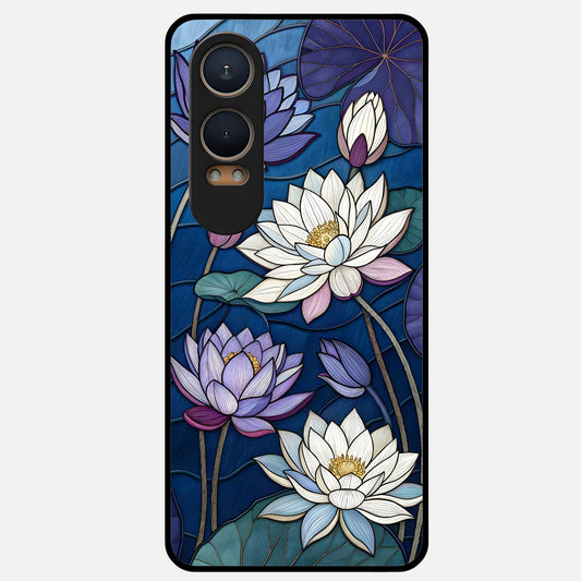  Purple Lotus Stained Glass Case For Oneplus Nord CE4 Lite back cover – full design glossy printed glass finish