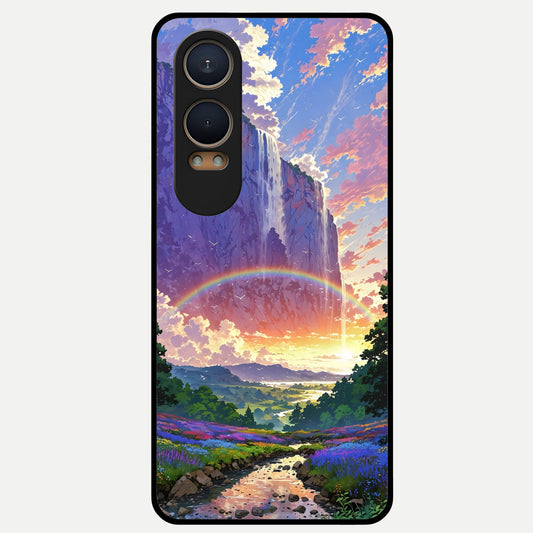  Rainbow Valley Dream Glass Case For Oneplus Nord CE4 Lite back cover – full design glossy printed glass finish