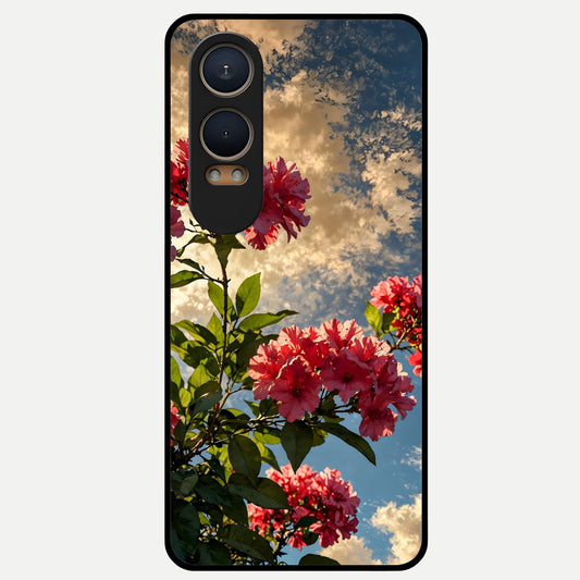  Red Bloom Skies Glass Case For Oneplus Nord CE4 Lite back cover – full design glossy printed glass finish