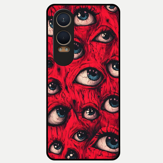  Red Eyes Pattern Glass Case For Oneplus Nord CE4 Lite back cover – full design glossy printed glass finish