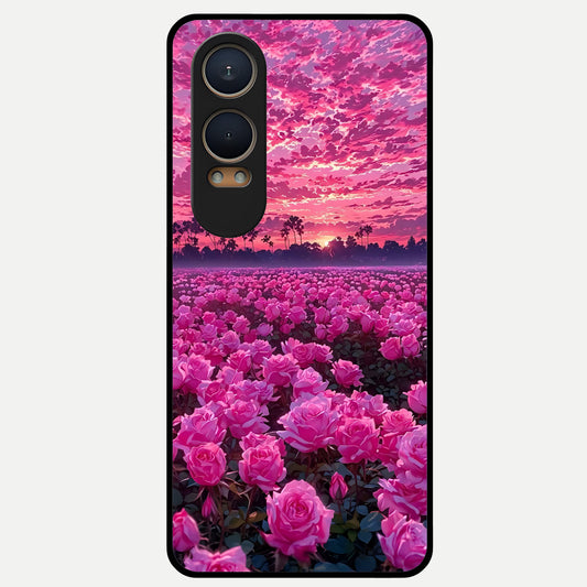  Rose Sunset Valley Glass Case For Oneplus Nord CE4 Lite back cover – full design glossy printed glass finish