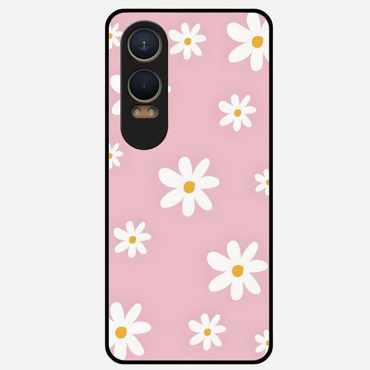  Soft Daisy Bliss Glass Case For Oneplus Nord CE4 Lite back cover – full design glossy printed glass finish