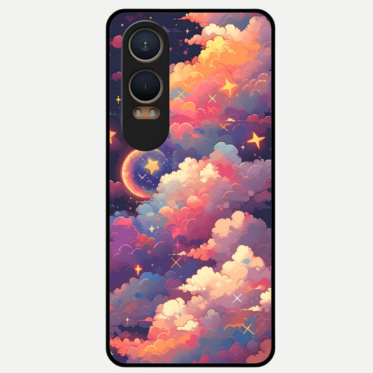  Starlit Dream Clouds Glass Case For Oneplus Nord CE4 Lite back cover – full design glossy printed glass finish