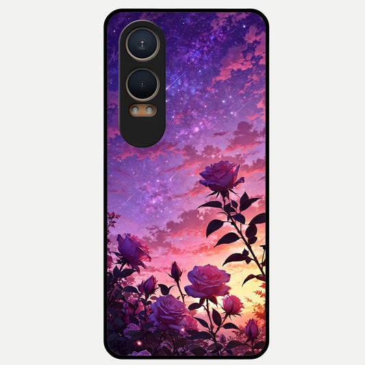  Starlit Rose Twilight Glass Case For Oneplus Nord CE4 Lite back cover – full design glossy printed glass finish