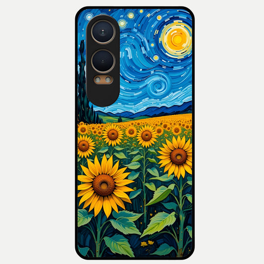  Starry Sunflower Dreams Glass Case For Oneplus Nord CE4 Lite back cover – full design glossy printed glass finish