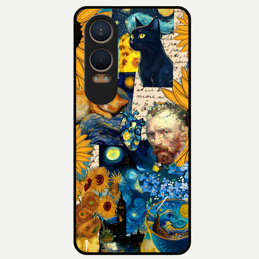  Sunflower Chic Mood Custom Name Glass Case For Oneplus Nord CE4 Lite back cover – full design glossy printed glass finish