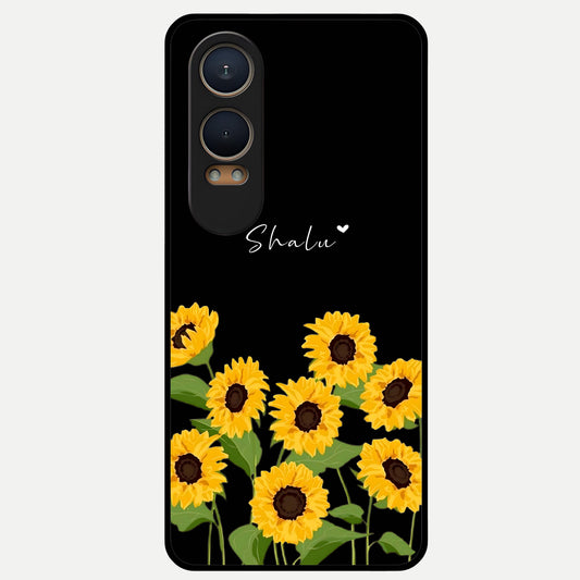  Sunflower Sky Bloom Glass Case For Oneplus Nord CE4 Lite back cover – full design glossy printed glass finish