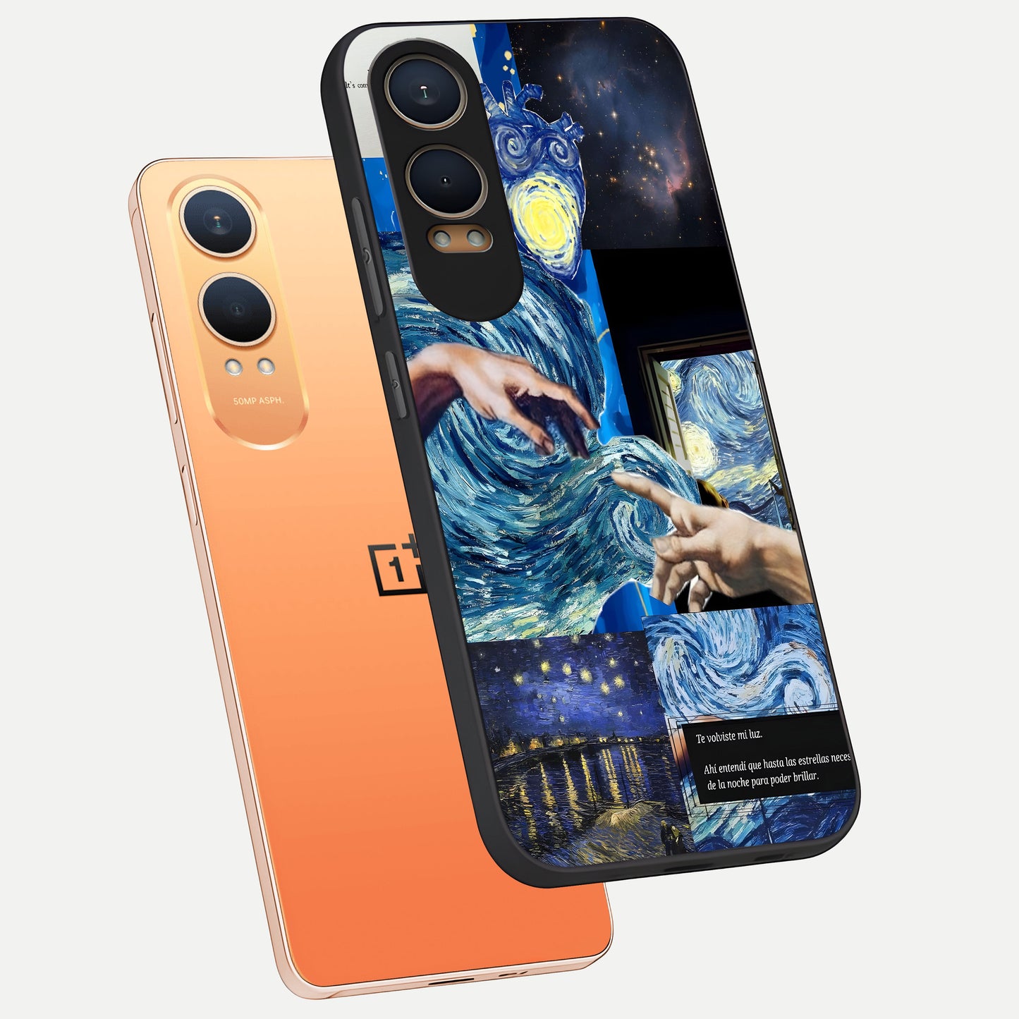 Aesthetic Vando Hands phone case For Oneplus Nord CE4 Lite showing premium glass back cover with detailed artwork
